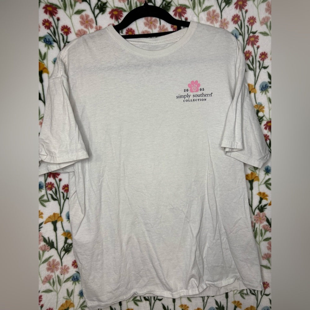 Simply Southern White Tee with Pink 'Rescue a Puppy' Graphic - Picture 2 of 2